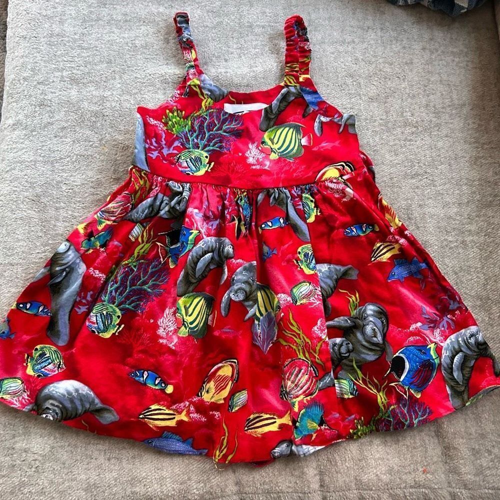 100% Cotton Rare Unique Pacific Legend Dress Made in Hawaii Featuring Sea Animal